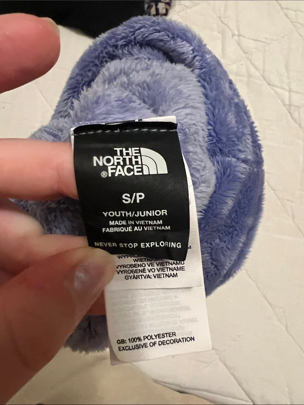 The North Face Plush Fuzzy Beanie in Periwinkle